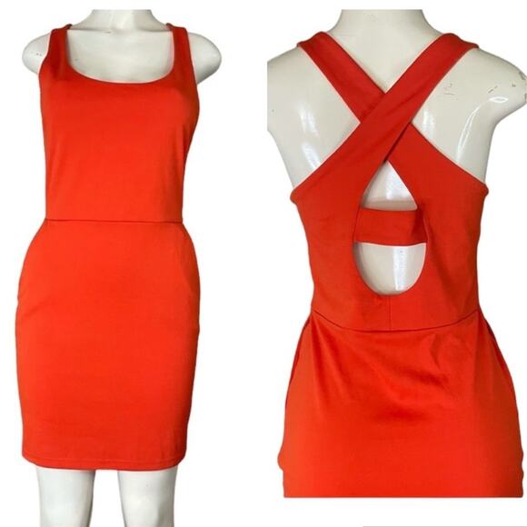 Jack by BB Dakota Penelope Ponti Roma Orange Sleeveless Dress Size Medium - Picture 1 of 12